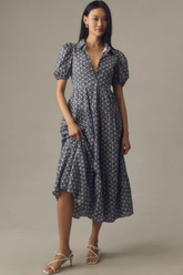 Chic Black Poly Rayon Geometric Dress