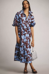 Chic Coffee Brown Poly Rayon Floral Print Dress