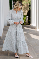 Elegant White Poly Rayon Round Neck Dress With Leaf Print & Puff Sleeves