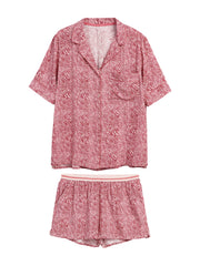 Pink Abstract Printed Lounge Wear.