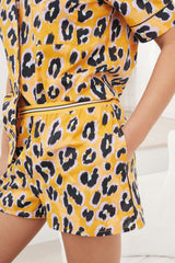 Yellow Abstract Printed Lounge Wear With Shorts