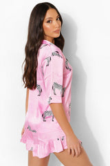 Pink Abstract Printed Lounge Wear.