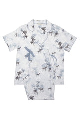 White Color Digital Abstract Printed loungewear/Nightsuit For Women With Pants.