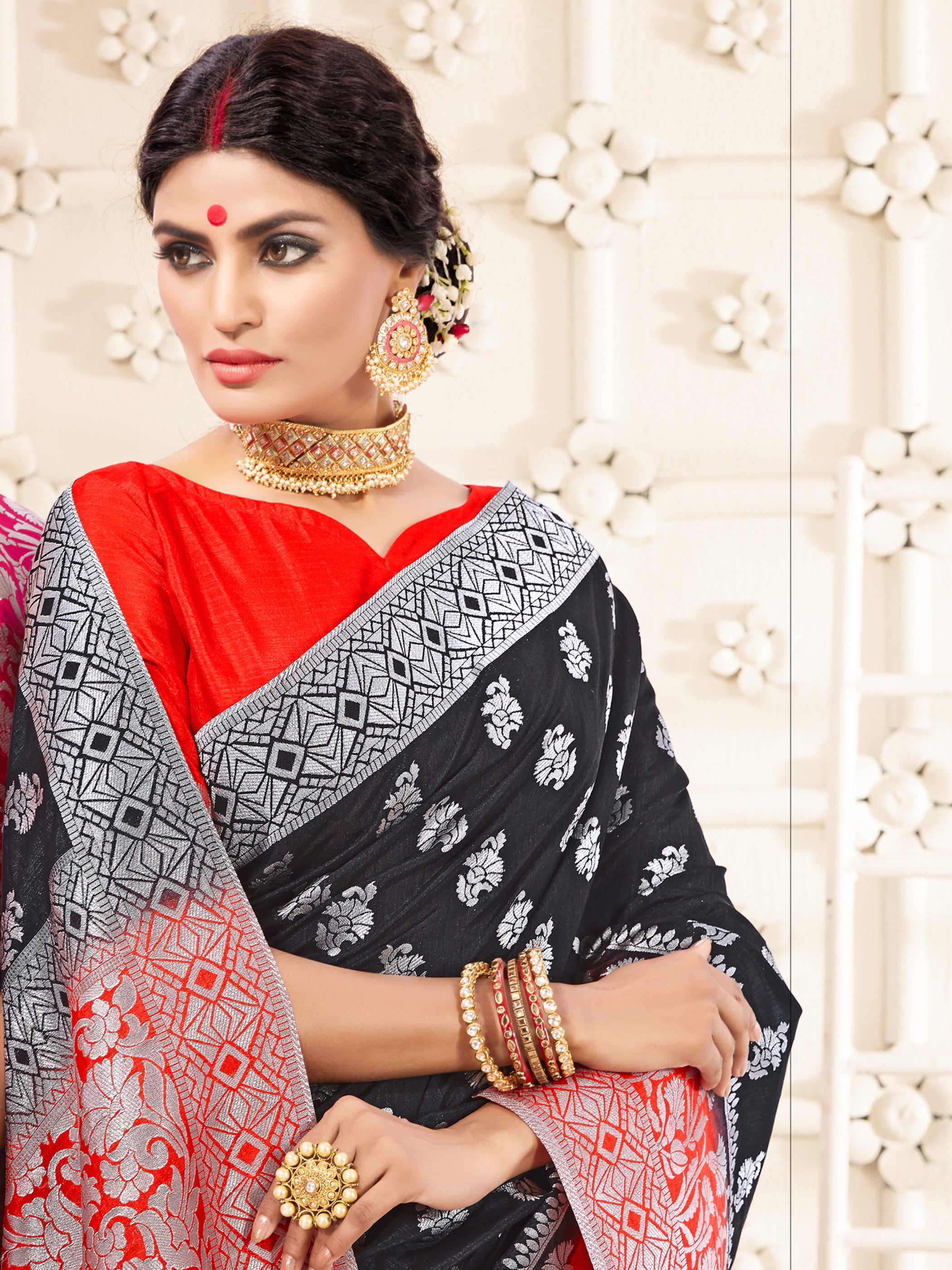 Elegant Black Banarasi Art Silk Woven Saree : Perfect for Weddings & Formal Events