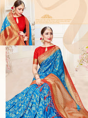 Elegant Turquoise Banarasi Art Silk Woven Saree : Perfect for Weddings & Formal Events