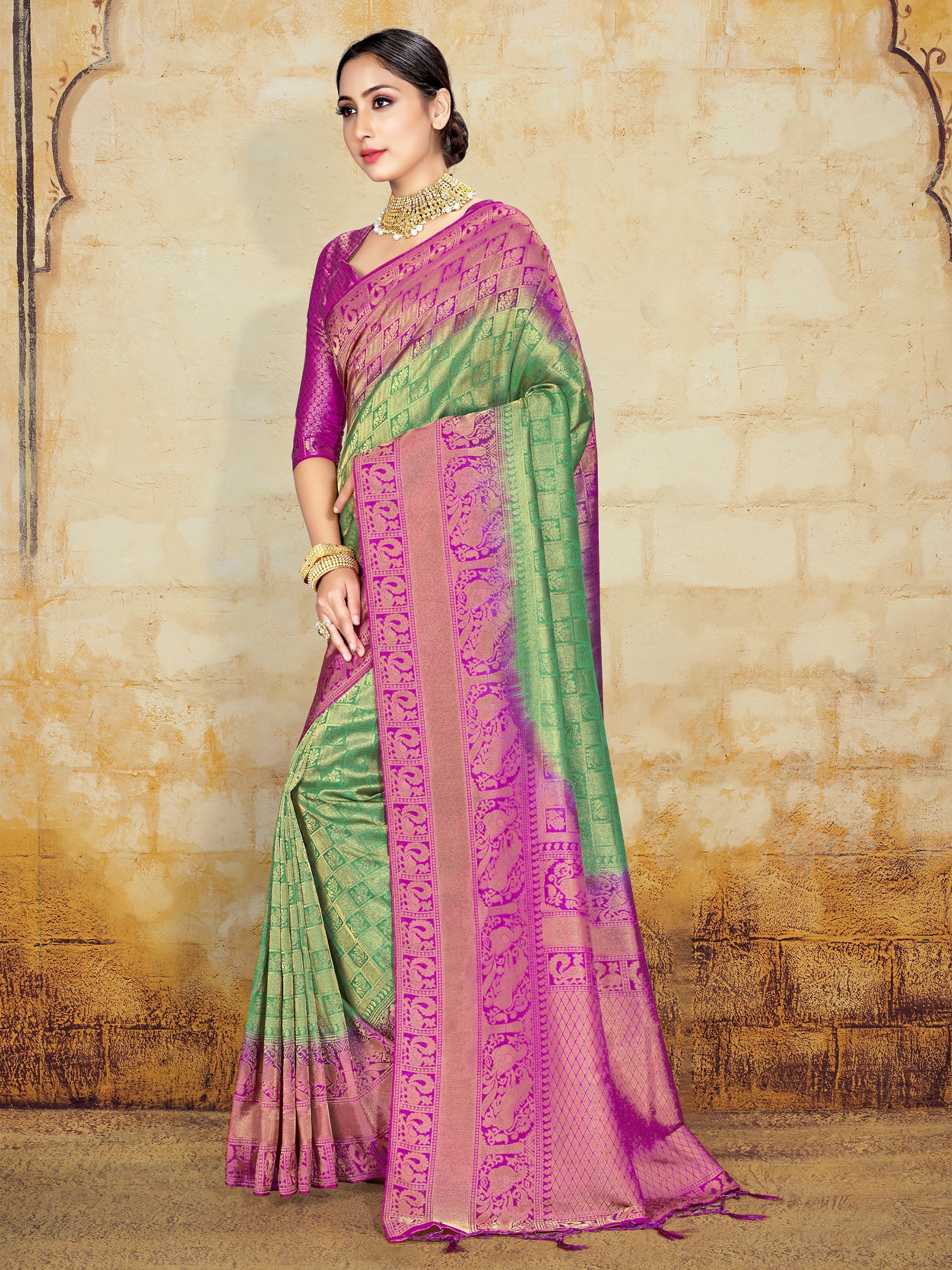 Stunning Green Banarasi Art Silk Woven Saree : Elegant, Affordable, Perfect for Special Occasions