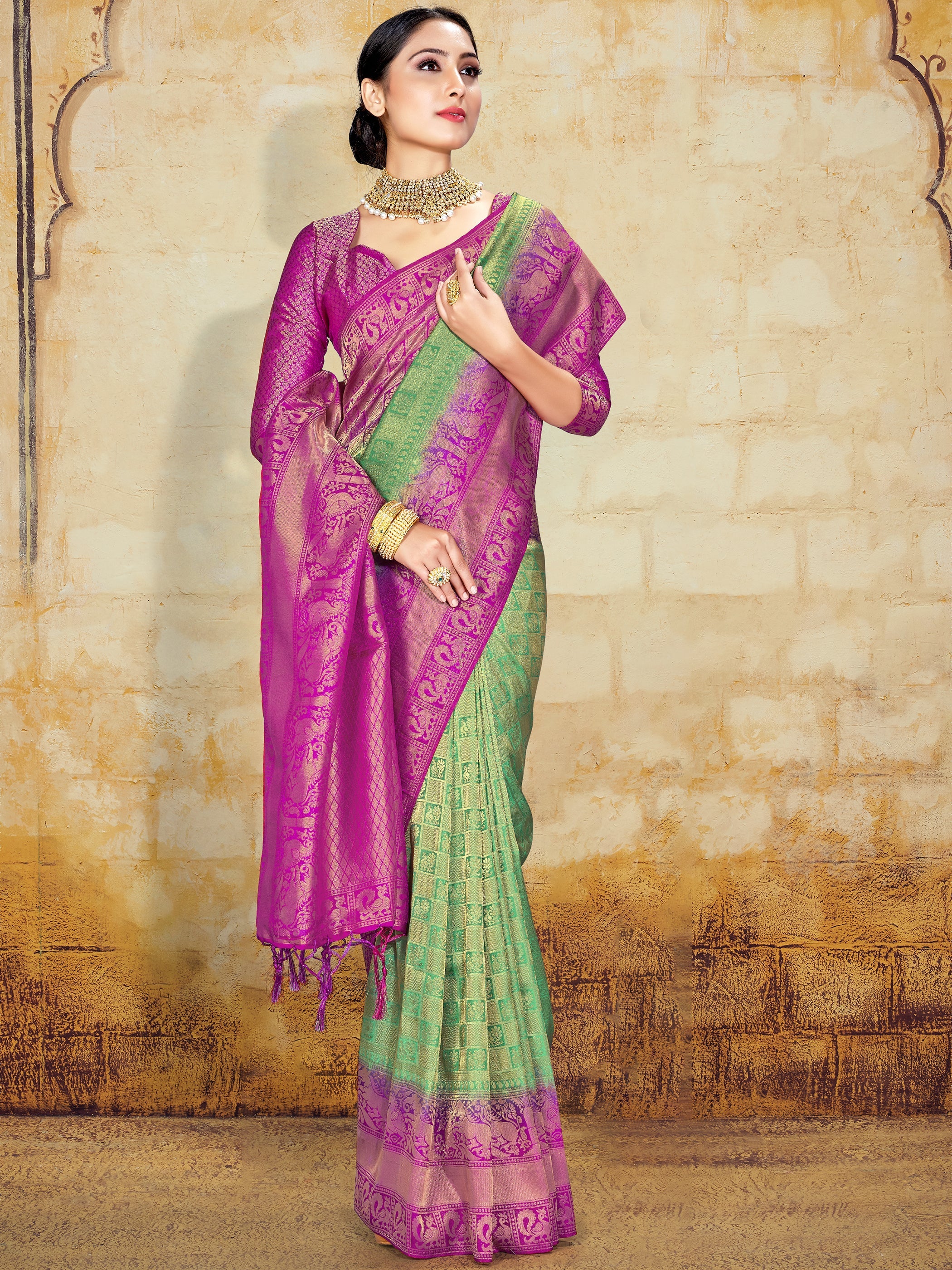 Stunning Green Banarasi Art Silk Woven Saree : Elegant, Affordable, Perfect for Special Occasions