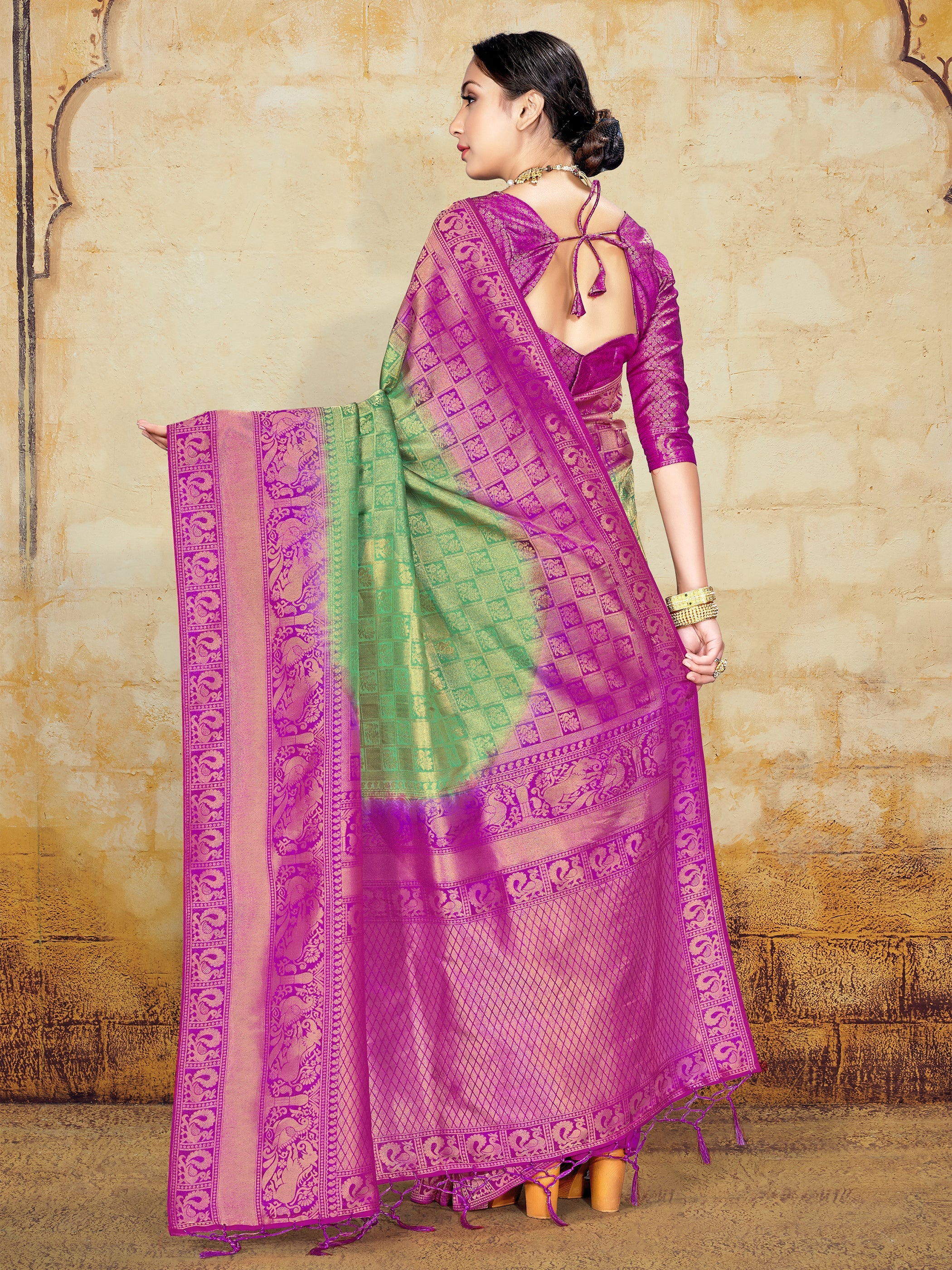 Stunning Green Banarasi Art Silk Woven Saree : Elegant, Affordable, Perfect for Special Occasions