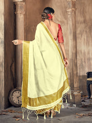 Elegant Cream Cotton Silk Woven Saree with Woven Design for Versatile Occasions