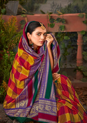 Exquisite MultiColored Tussar Silk Saree with Intricate Block Prints for Festive Elegance