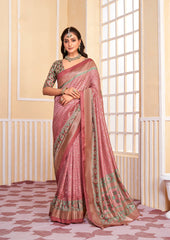 Pink Tussar Silk Bandhani Saree: Elegance for Festive Occasions