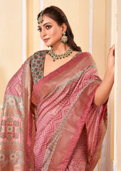 Pink Tussar Silk Bandhani Saree: Elegance for Festive Occasions