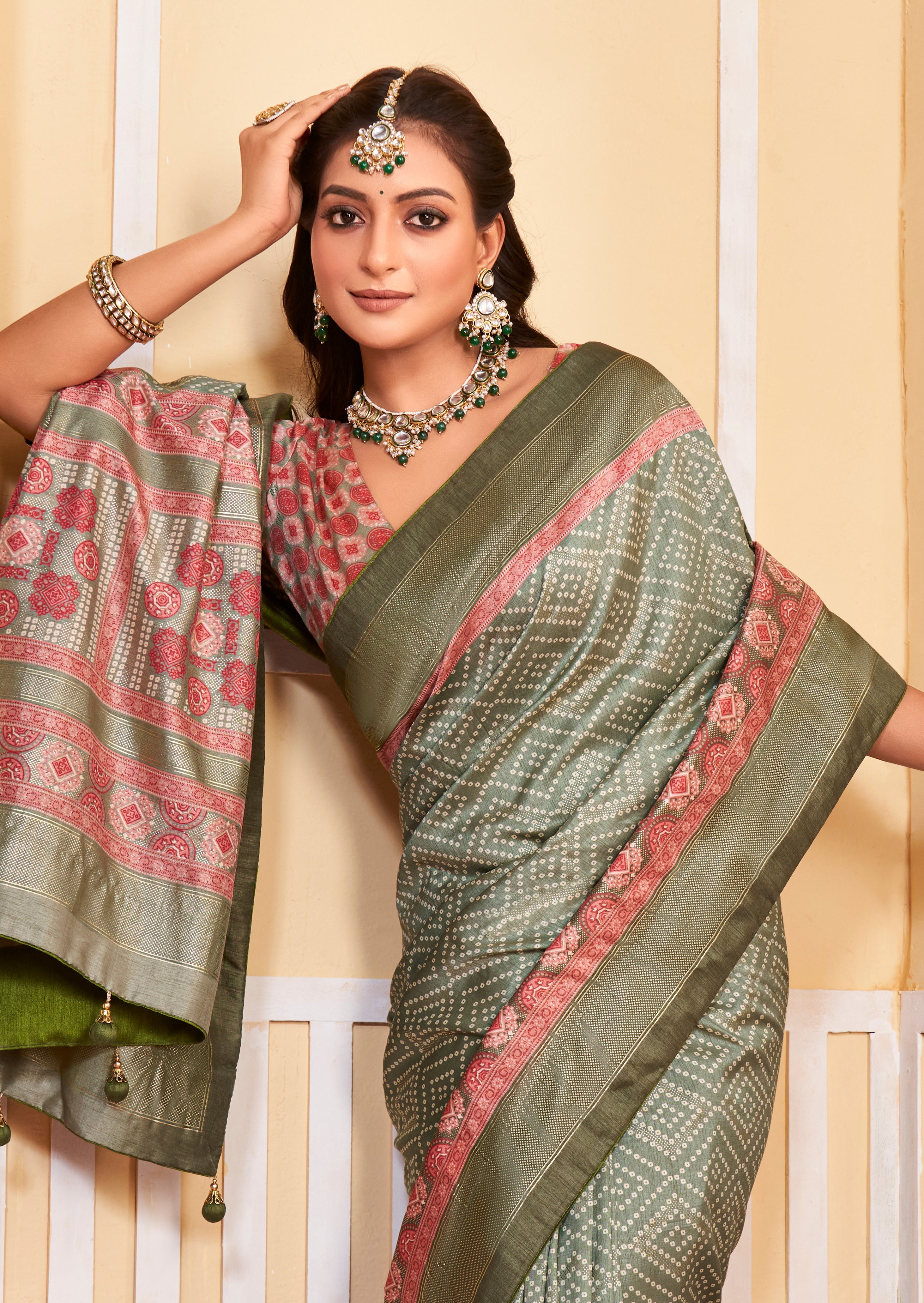 Grey Tussar Silk Bandhani Saree: Timeless Style & Cultural Heritage