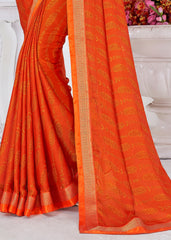 Elegant Orange Chiffon Bandhani Saree: Timeless Design & Comfort for Any Occasion