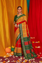 Shop Yellow Tussar Silk Swarovski Saree: Elegance & Luxury for Special Occasions