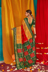 Shop Yellow Tussar Silk Swarovski Saree: Elegance & Luxury for Special Occasions