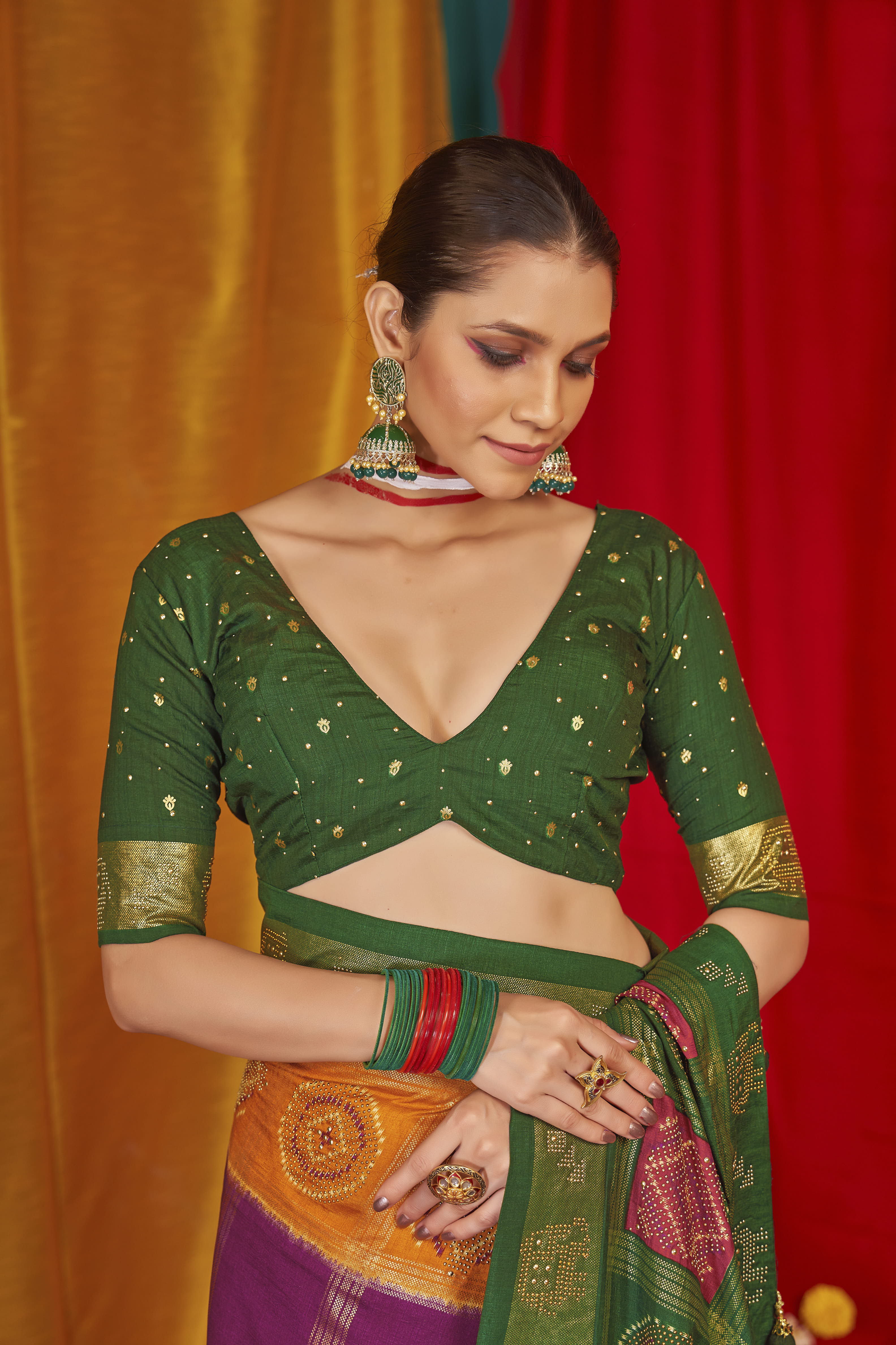 Mustard Tussar Silk Swarovski Saree: Elegance & Glamour for Weddings & Festivities