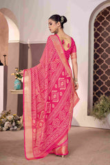 Elegant Pink Chiffon Zigzag Saree: Lightweight, Vibrant, and Versatile Fashion