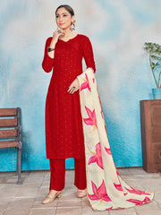 Stunning Red Rayon Kurta Set with Exquisite Foil Print for Festive Occasions