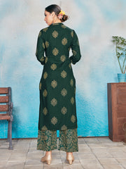 Elegant Green Rayon Foil Print Kurta Set - Perfect for Festive Occasions