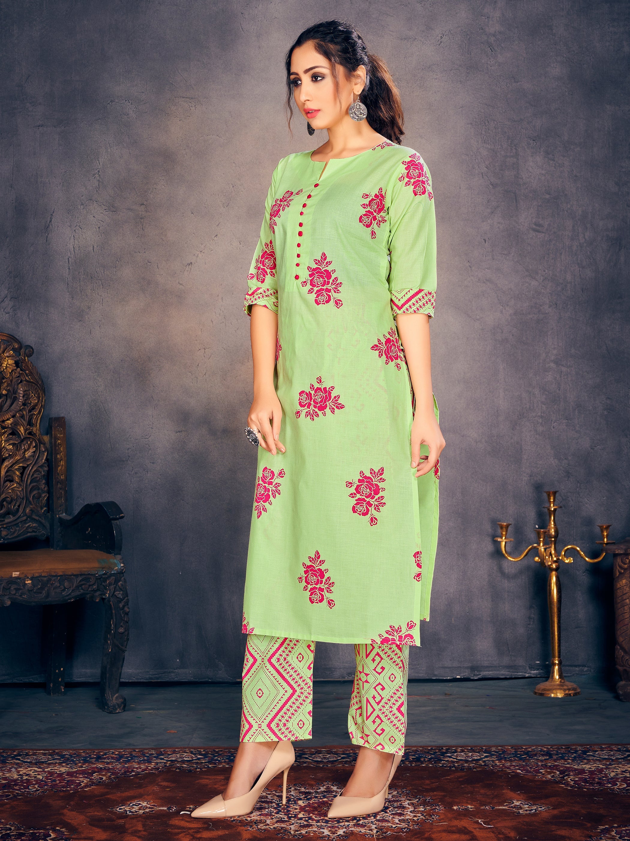 Stunning Green Rayon Block Print Kurta Set: Elevate Your Ethnic Wardrobe