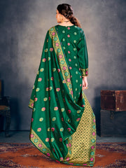 Exquisite Green Poly Silk Banarasi Kurta Set: Tradition Meets Modern Elegance