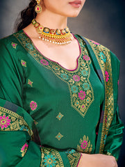 Exquisite Green Poly Silk Banarasi Kurta Set: Tradition Meets Modern Elegance