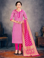 Elegant Pink Poly Silk Banarasi Kurta Set: Tradition Meets Modern Style