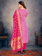 Elegant Pink Poly Silk Banarasi Kurta Set: Tradition Meets Modern Style