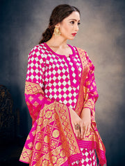 Elegant Pink Poly Silk Banarasi Kurta Set: Tradition Meets Modern Style