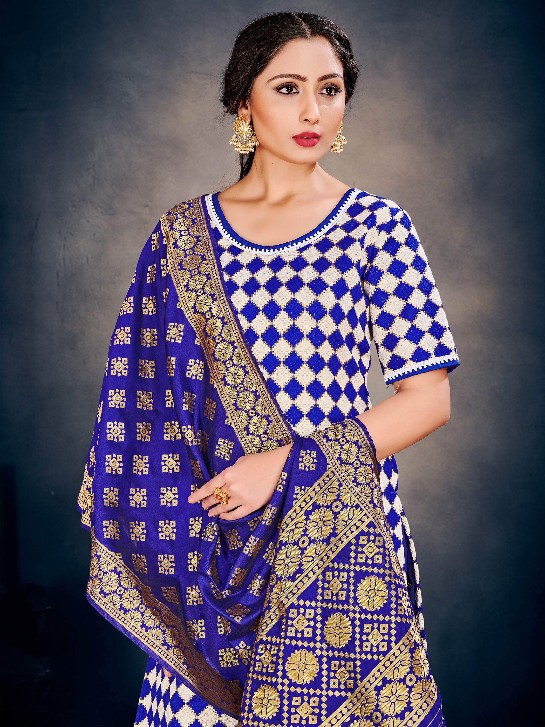 Exquisite Blue Poly Silk Banarasi Kurta Set: Perfect for Festive Occasions