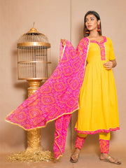 Vibrant Yellow Rayon Kurta Set: Elegant Print, Comfort & Versatility for All