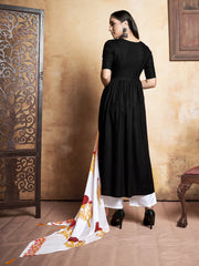 Elegant Black Rayon Printed Kurta Set: Stylish, Comfortable & Versatile Outfit