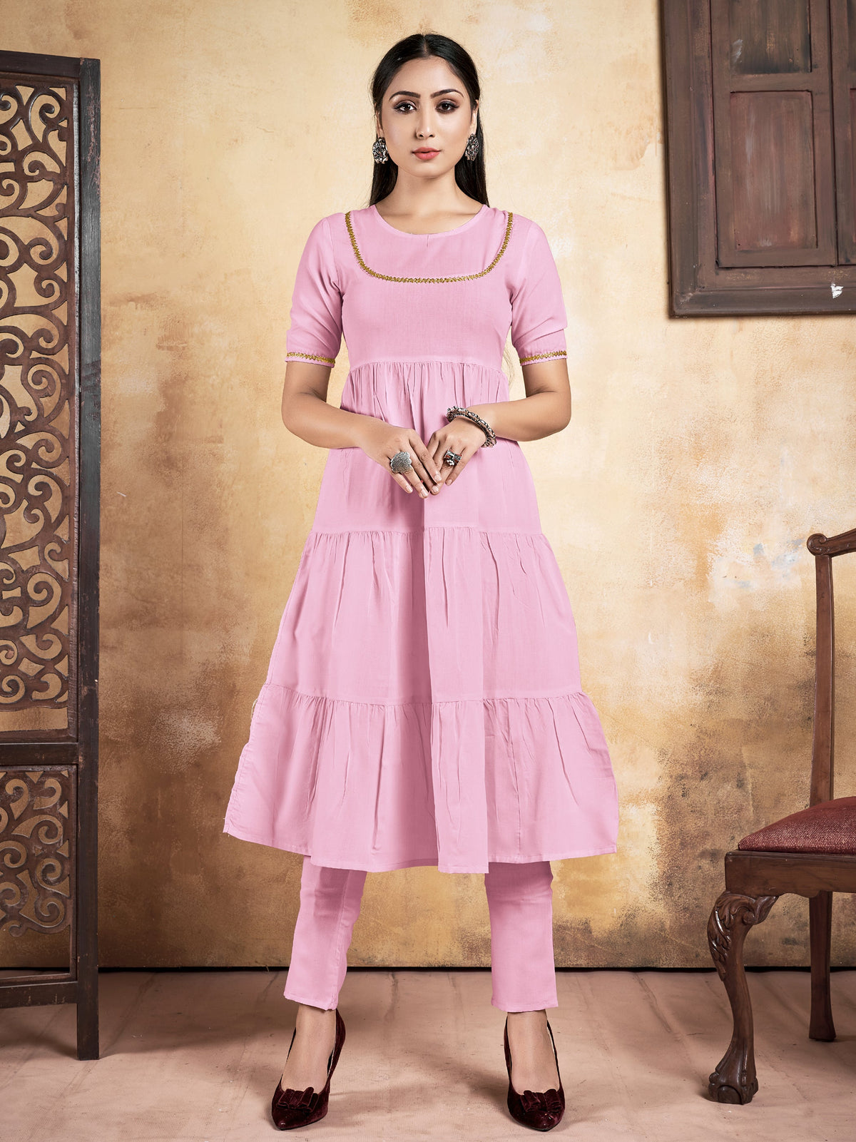 Elegant Pink Rayon Kurta Set: Timeless Charm for Casual & Festive Occasions