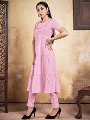 Elegant Pink Rayon Kurta Set: Timeless Charm for Casual & Festive Occasions