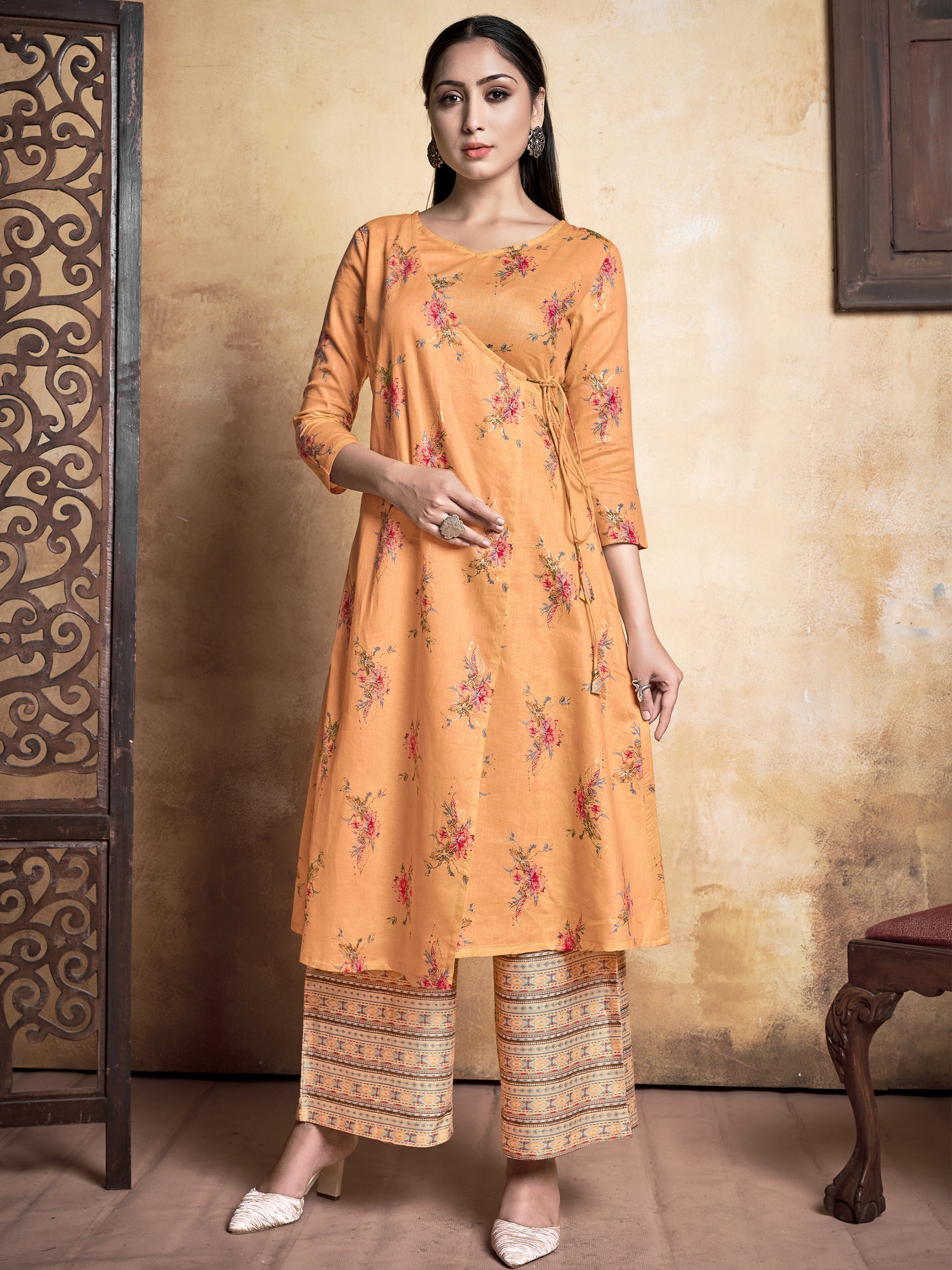 Vibrant Orange Rayon Kurta Set: Stylish, Comfortable & Easy to Maintain