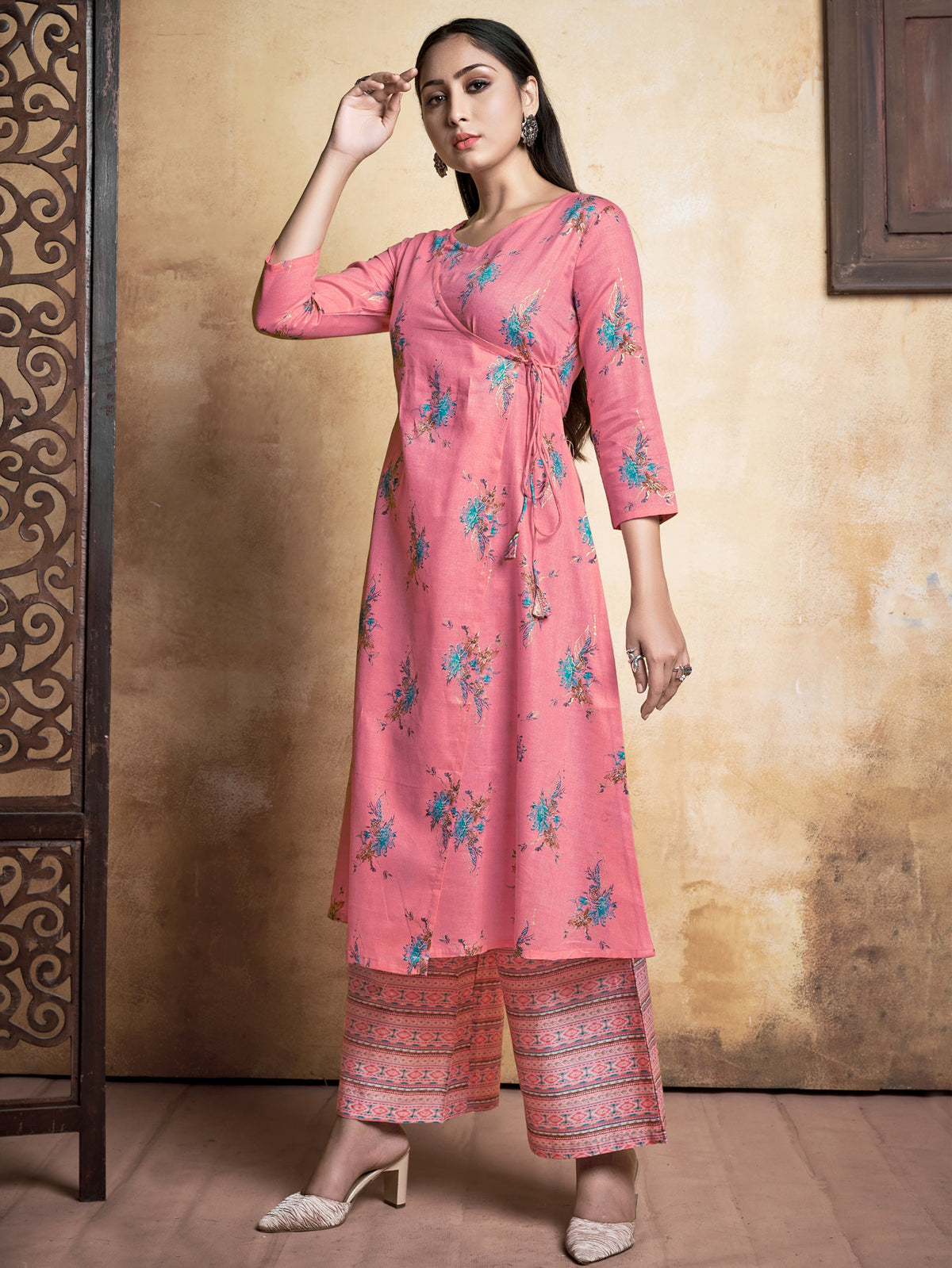 Shop Pink Rayon Printed Kurta Set: Comfort & Elegance for Every Occasion