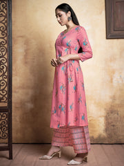 Shop Pink Rayon Printed Kurta Set: Comfort & Elegance for Every Occasion