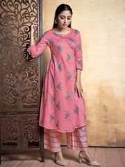 Shop Pink Rayon Printed Kurta Set: Comfort & Elegance for Every Occasion