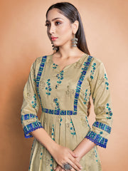 Beige Cotton Printed Kurta Set: Elevate Style with Comfort & Elegance