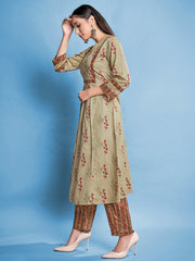 Beige Cotton Printed Kurta Set: Elevate Style with Comfort & Elegance