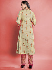 Beige Cotton Printed Kurta Set: Elevate Style with Comfort & Elegance