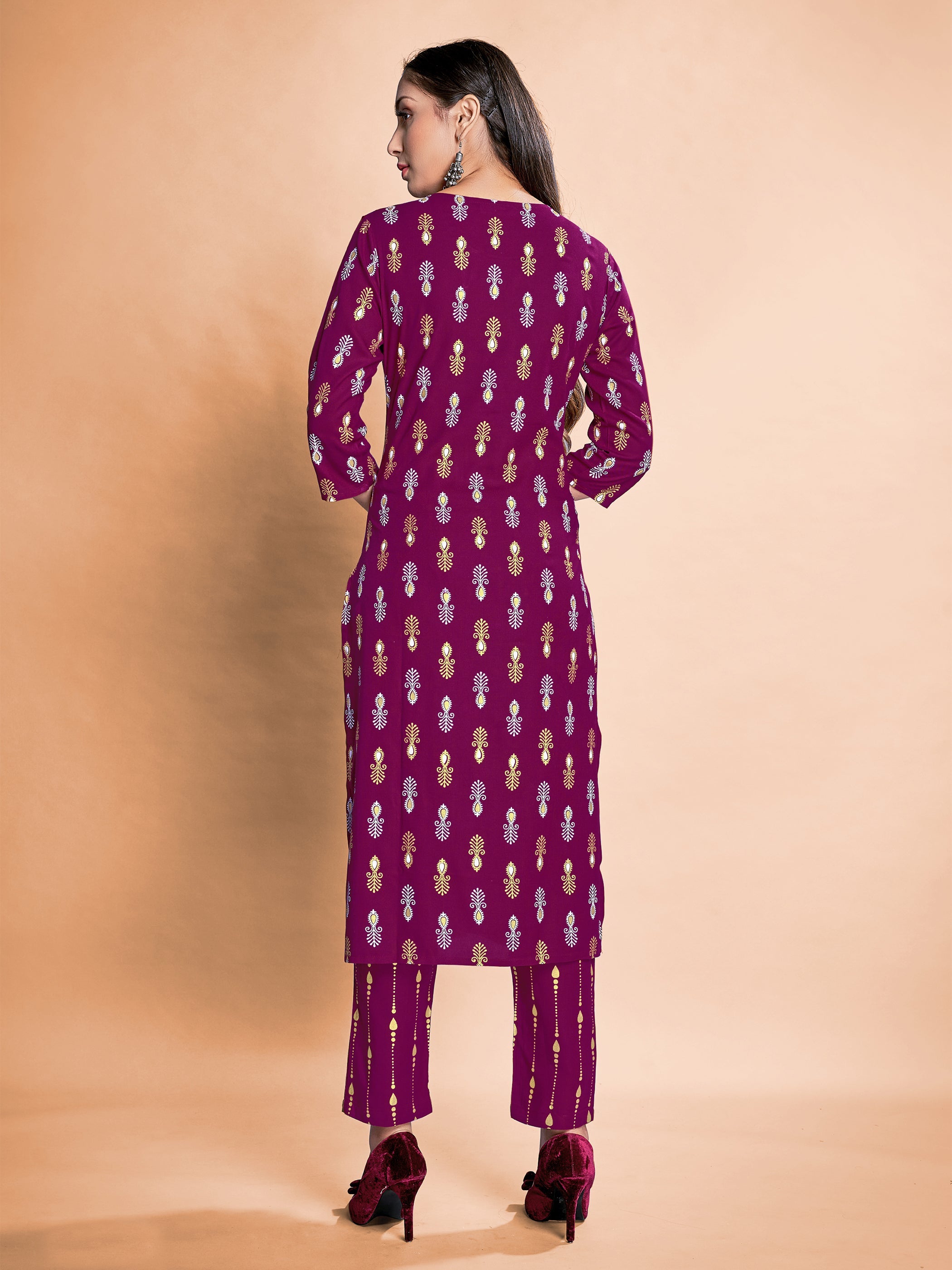 Stunning Purple Rayon Foil Printed Kurta Set for Festive & Casual Occasions