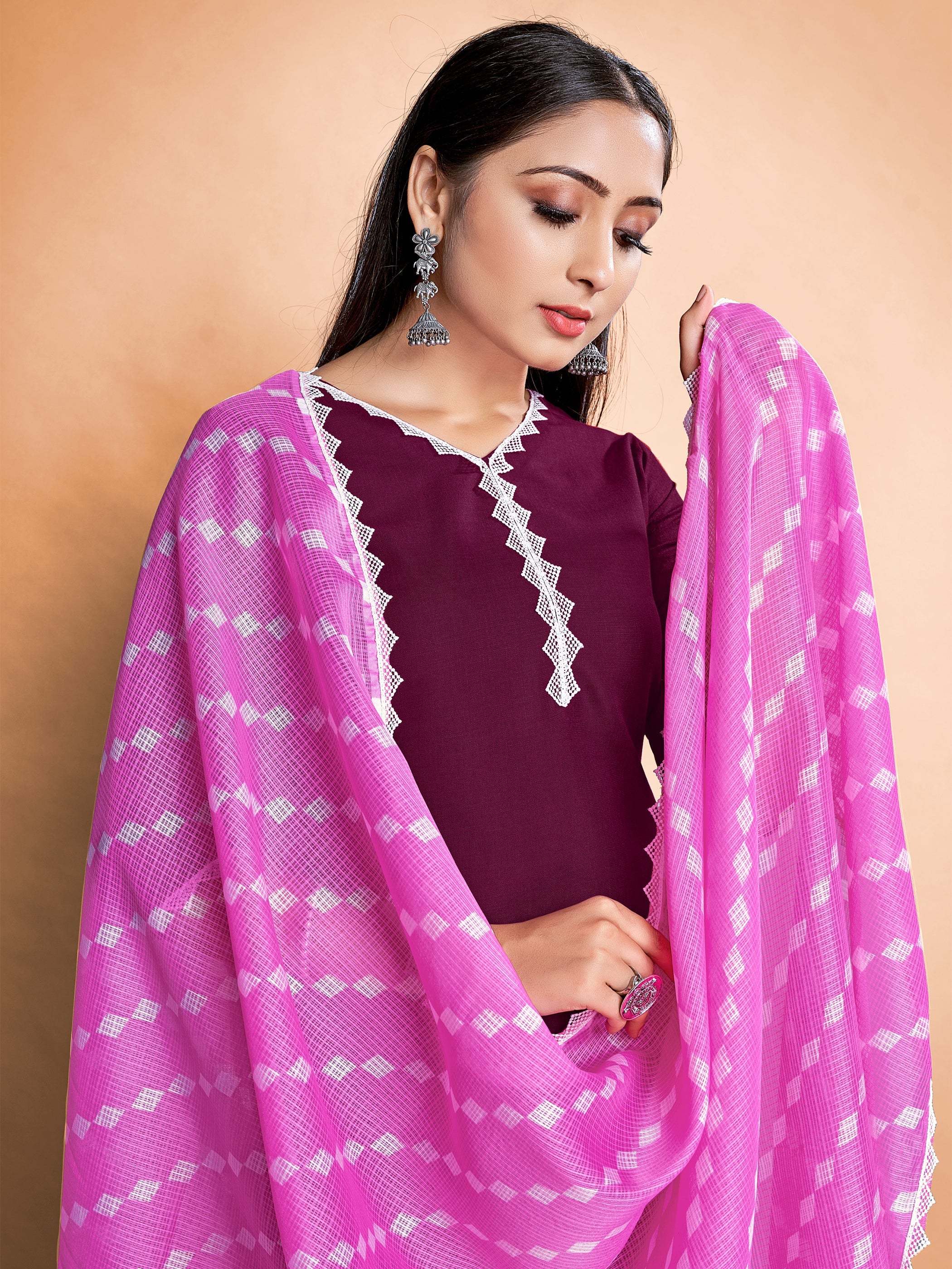 Wine-Colored Rayon Kurta Set: Elegant Ethnic Wear for Festive Occasions