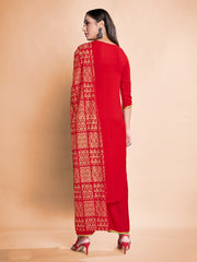 Stunning Red Rayon Foil Printed Kurta Set: Elevate Your Style with Elegance