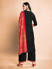 Stunning Black Rayon Foil Printed Kurta Set: Elegance for Festive Occasions