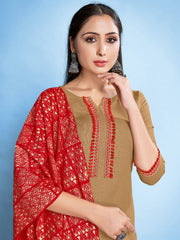 Elegant Beige Rayon Foil Printed Kurta Set - Perfect for Festive & Casual Events