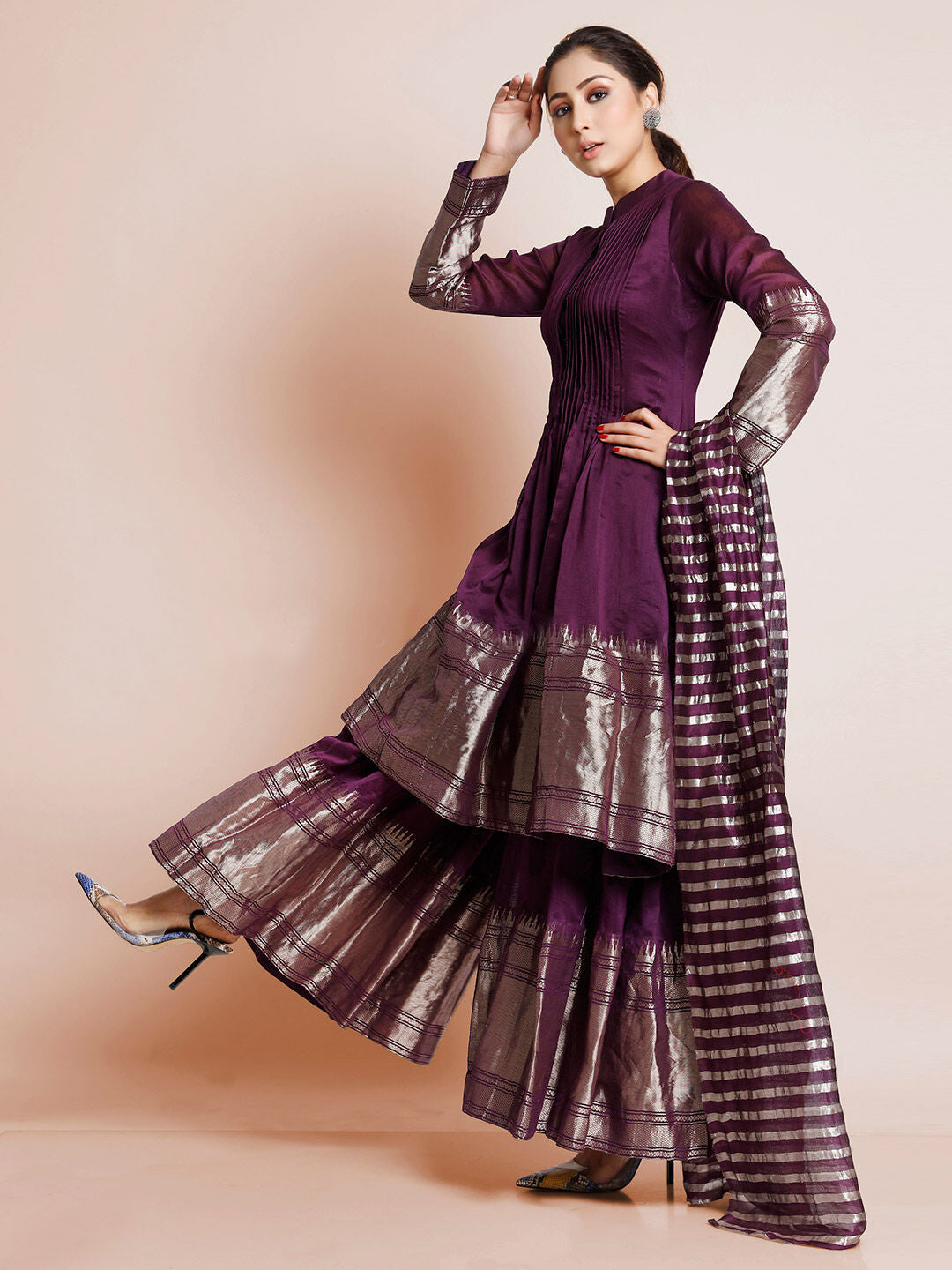 Exquisite Wine Art Silk Woven Kurta Set: Elegance & Comfort for Special Occasions