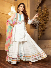 Elegant Off White Rayon Kurta Set with Lace - Perfect for Any Occasion