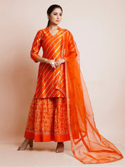 Exquisite Orange Art Silk Kurta Set: Elegant, Comfortable & Festive-Ready